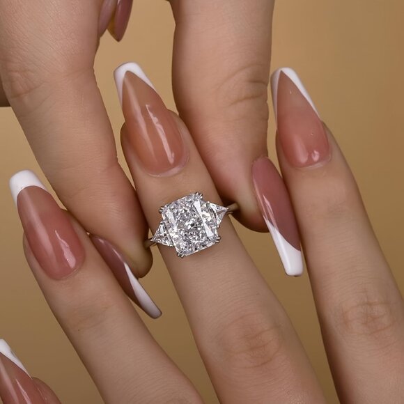 Moissanite Engagement Ring - 3 carat single stone, 925 silver - Picture 5 of 5